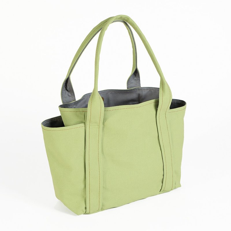 磁釦式/ 肩背帆布萬用工具袋-蘋果綠(中型) - 側背包/斜背包 - 棉．麻 綠色