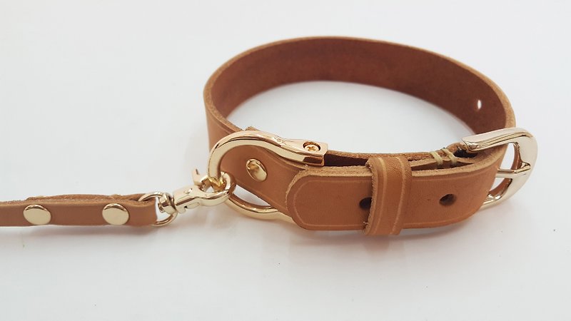 ▎Nutbrown maroon design ▎ handmade leather - custom pet collar collar / engraved English name phone - ปลอกคอ - หนังแท้ สีนำ้ตาล