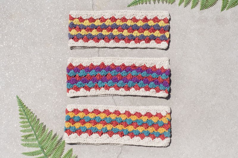 Cotton & Hemp Headbands Multicolor - Hand Linen cotton braided ribbon / tape woven colorful hair / hair accessories crocheted / rainbow gradient ribbon - Morocco