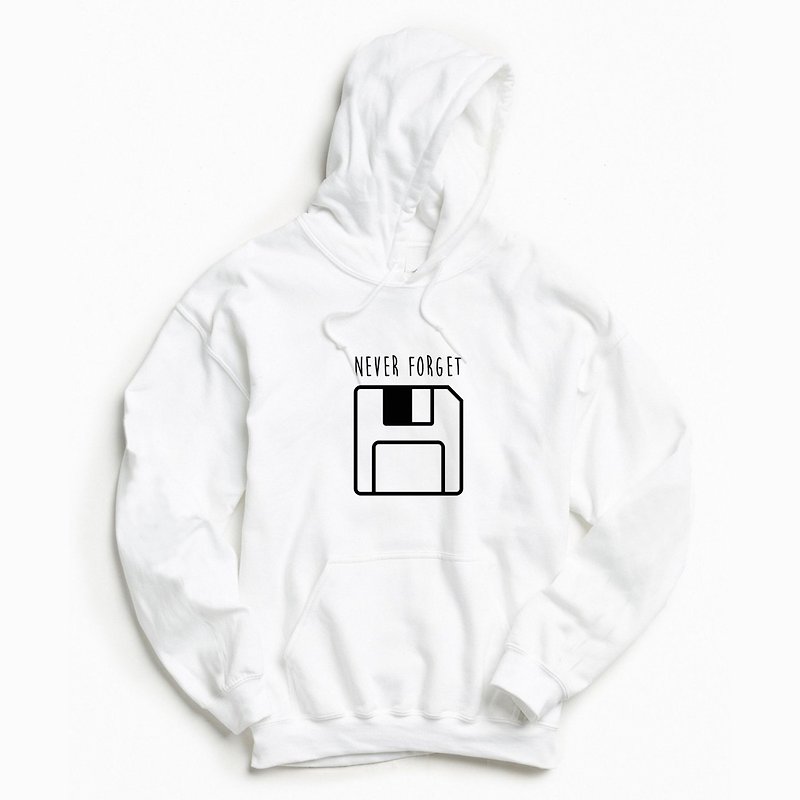 Never Forget Floppy white hoodie sweatshirt - Unisex Hoodies & T-Shirts - Cotton & Hemp White
