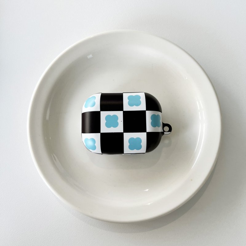 clover check hard AirPods Case (sky blue) - AirPods/耳機保護套 - 塑膠 藍色