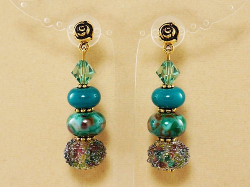 AGATIX Teal Green Lampwork Murano Glass Earrings Long Dangle Statement Earrings Jewelry