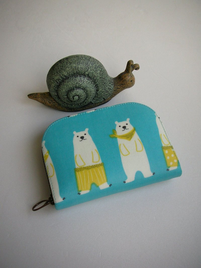 Handsome polar bear waterproof cloth blue - short clip / wallet / purse / gift last one - กระเป๋าสตางค์ - วัสดุกันนำ้ สีน้ำเงิน
