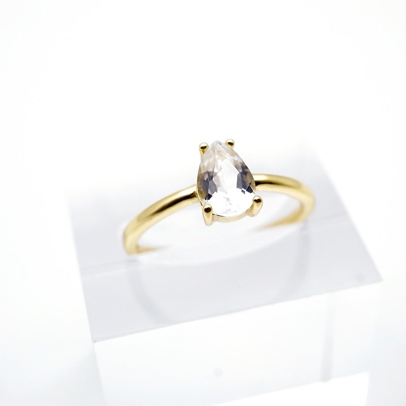 水滴白色托帕石925純銀戒指 (銀/玫瑰金/18k金) | 托帕石系列 - 耳環/耳夾 - 寶石 白色