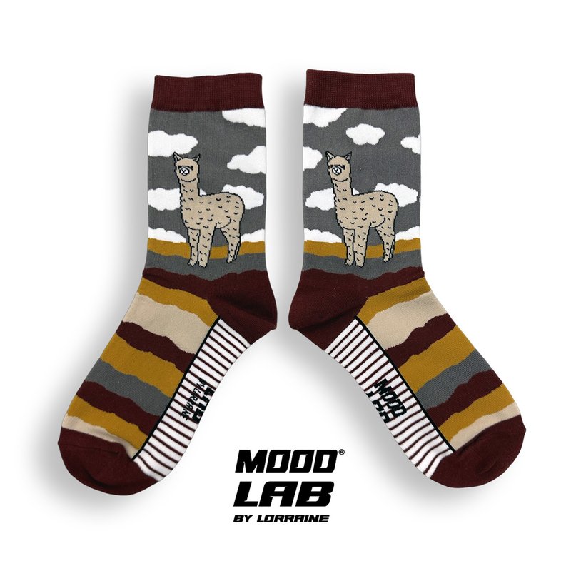 MOODLABBYLORRAINE | ALPACA Socks - ถุงเท้า - ผ้าฝ้าย/ผ้าลินิน สีนำ้ตาล