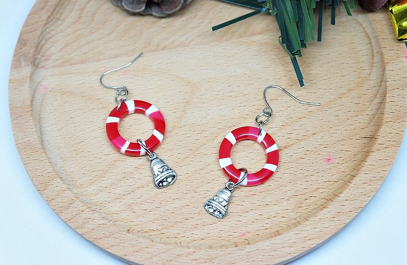 Alloy*bell ringing*_hook earrings ➪Limited X1 #christmas# #Exchange gift# - Earrings & Clip-ons - Acrylic Red
