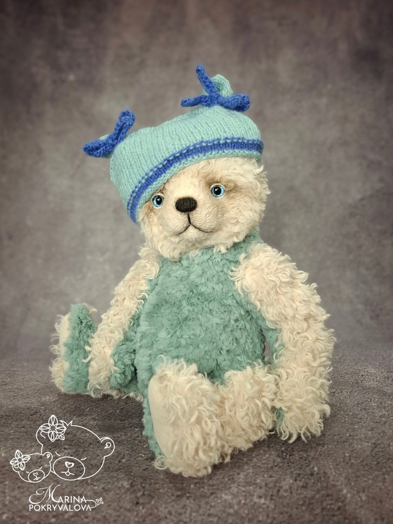 Mint teddy bear toy. Handmade bear gift. Artist teddy bear. Birthday gift. - Stuffed Dolls & Figurines - Other Materials Green