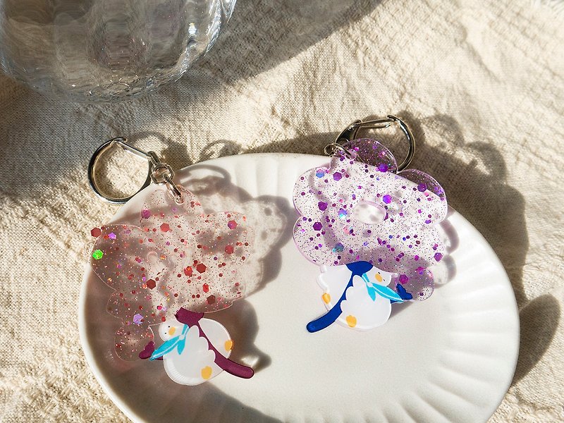 Transparent sequin Acrylic key ring Capybara store manager and ducks 【SKYCOFFEE】 - Keychains - Plastic 