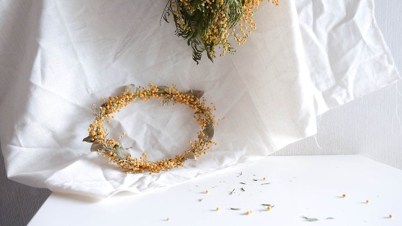 Core garland series [Lazy yellow] dry flower wreath space layout - ช่อดอกไม้แห้ง - พืช/ดอกไม้ 