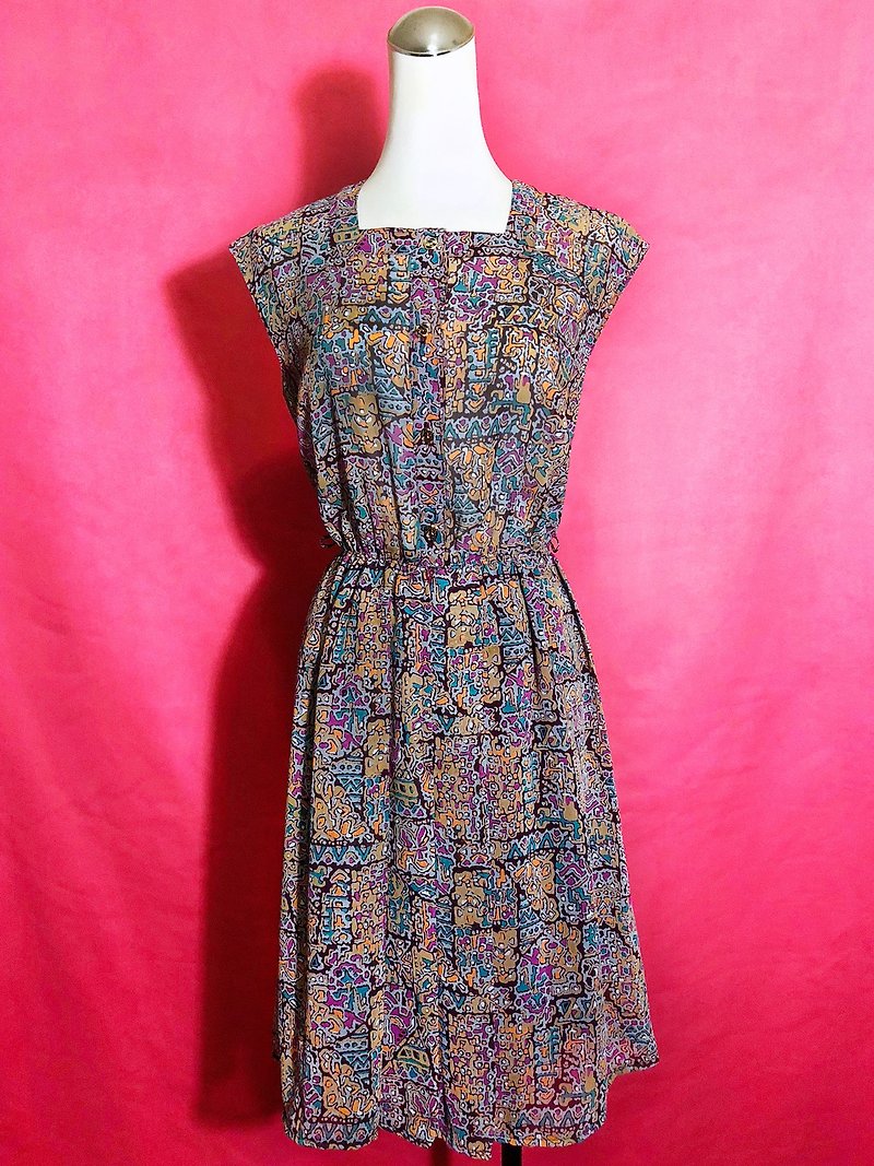 Totem sleeveless vintage dress / bring back VINTAGE abroad - One Piece Dresses - Polyester Multicolor