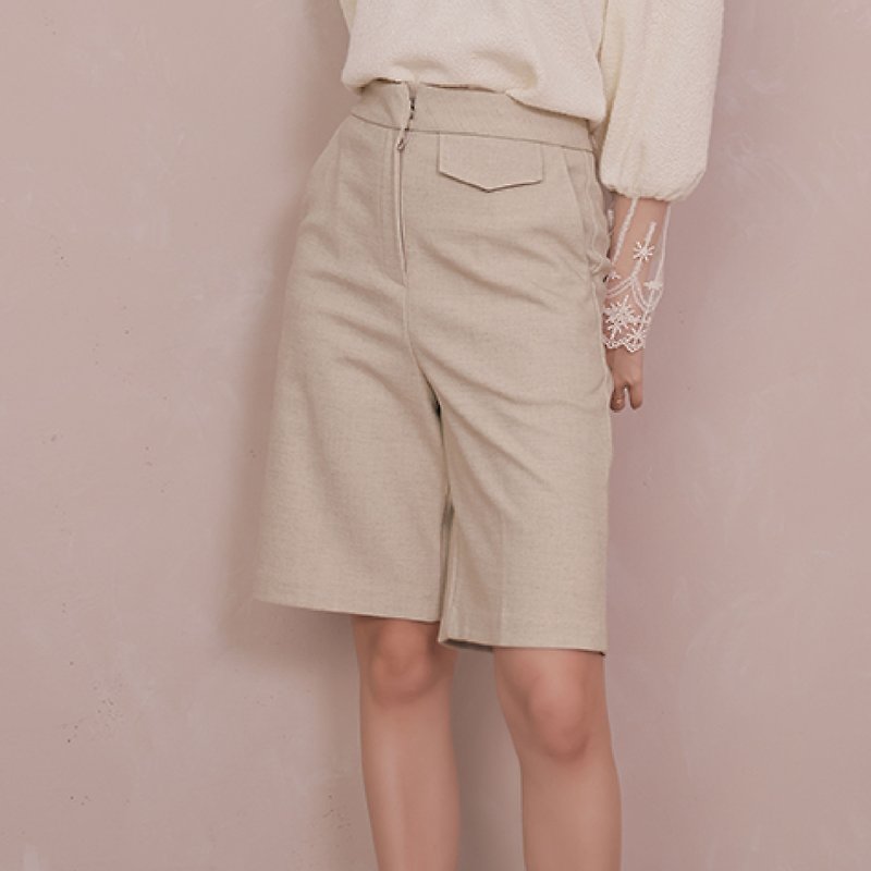Neutral style - slim cut cropped pants (brush) - beige