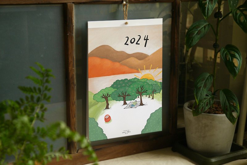 2024 Monthly Calendar [Daily Looks of Dogs] A dual-use book/both a wall calendar and a desk calendar - ปฏิทิน - กระดาษ สีส้ม