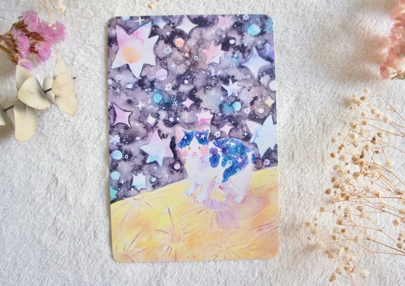 月面散歩なきらきらねこポストカード - 卡片/明信片 - 紙 