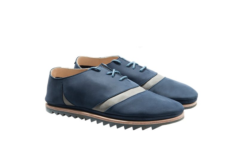 Stitching Sole_Shadow_Nav - Men's Casual Shoes - Genuine Leather Blue
