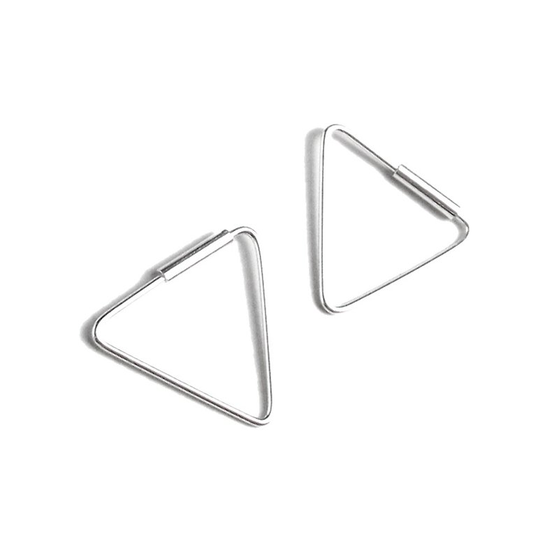 Geometric Geometry Triangle sterling silver earrings (Medium) - ต่างหู - เงินแท้ สีเงิน
