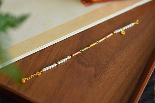 Angel's tears 天使之淚 Jewelry Design 天然原色淡水珍珠 古法銀五條經半鏈設計單圈手串s