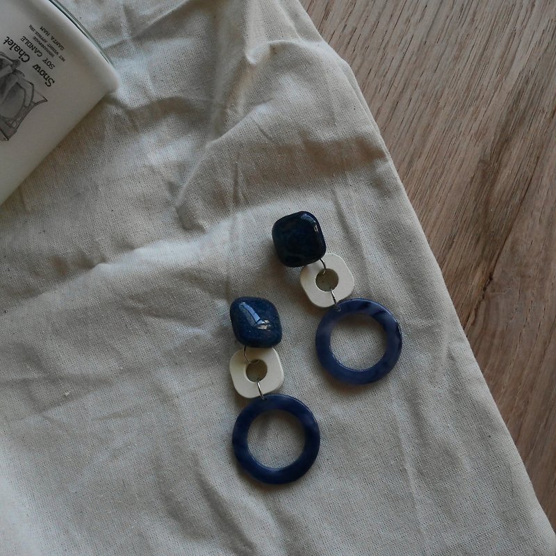 Earrings French elegance | Wood Mist Blue - Earrings & Clip-ons - Acrylic Blue