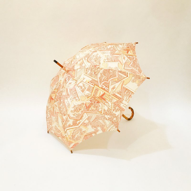 Parasol, made of antique silk kimono, handcrafted by Japanese craftsmen #24 - Umbrellas & Rain Gear - Silk Pink