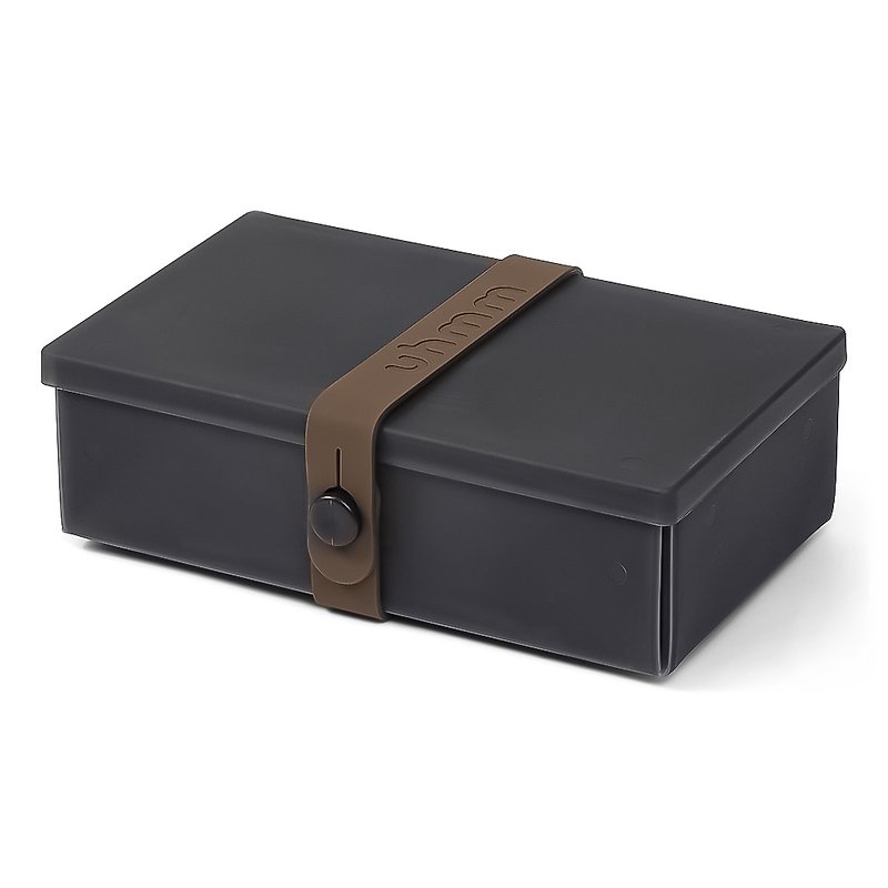 【2022新色】丹麥uhmm 環保摺疊午餐盒 (灰石色餐盒x咖啡色扣環)
