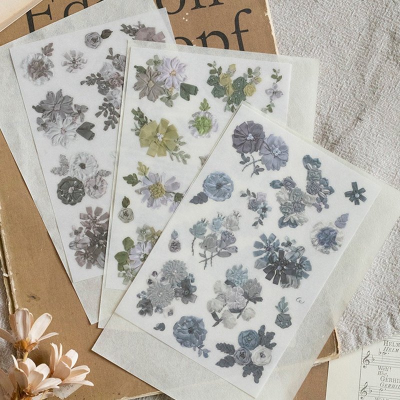 仙織聯名 - 緞繡 - 轉印貼紙 - 貼紙 - 塑膠 灰色