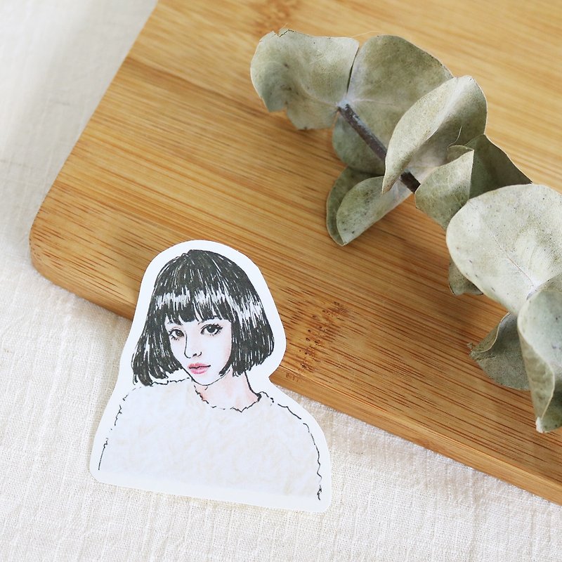 single sticker - short hair cool girl - Stickers - Paper 