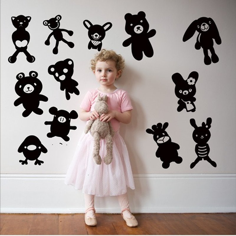 Smart Design Creative Seamless Wall Sticker◆Animal dolls in 8 colors available - Wall Décor - Paper Black