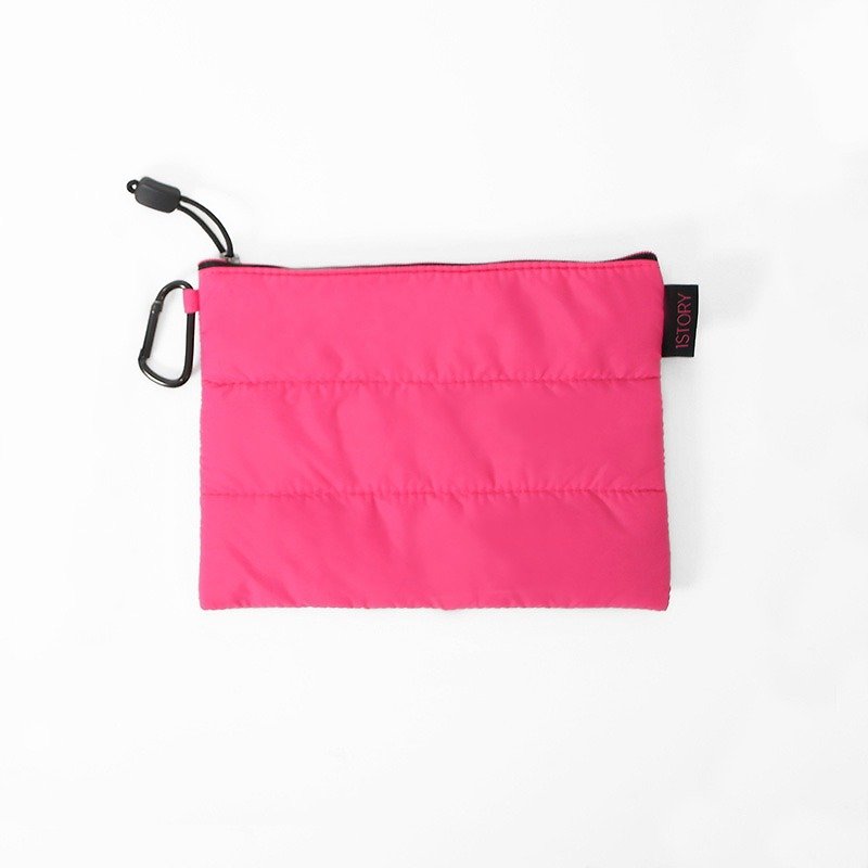 平面收納袋．桃紅╳黑 - 化妝袋/收納袋 - 其他材質 粉紅色