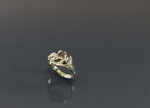 Maple jewelry design 植物系列-秋葉古典開口925銀戒