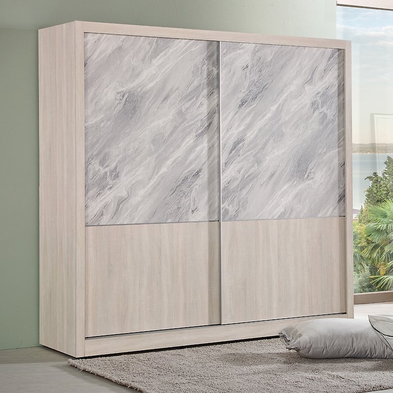 7尺x7尺白木紋收納推門衣櫃(凱特)居家布置 - 衣櫃/鞋櫃 - 木頭 白色