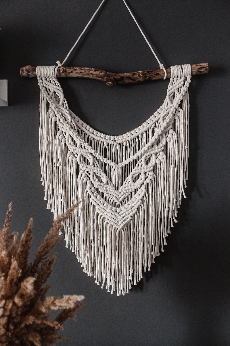 Macrame Window Decoration Small Wall Hanging Home Decoration - Wall Décor - Cotton & Hemp White