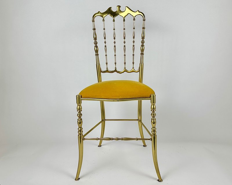 Antique Side Chair Bronze Classical Chiavari Style Bedroom Chair, France - Chairs & Sofas - Other Metals Gold