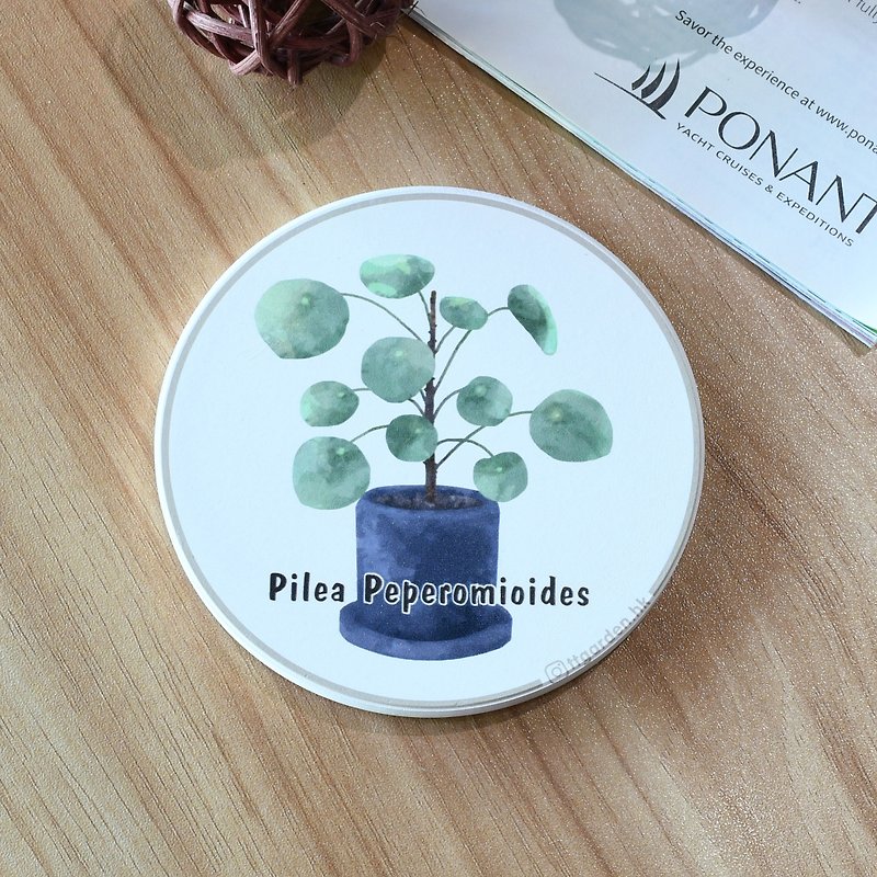 Pilea Peperomioides - ttgarden original ceramic absorbent coaster - ที่รองแก้ว - ดินเผา 