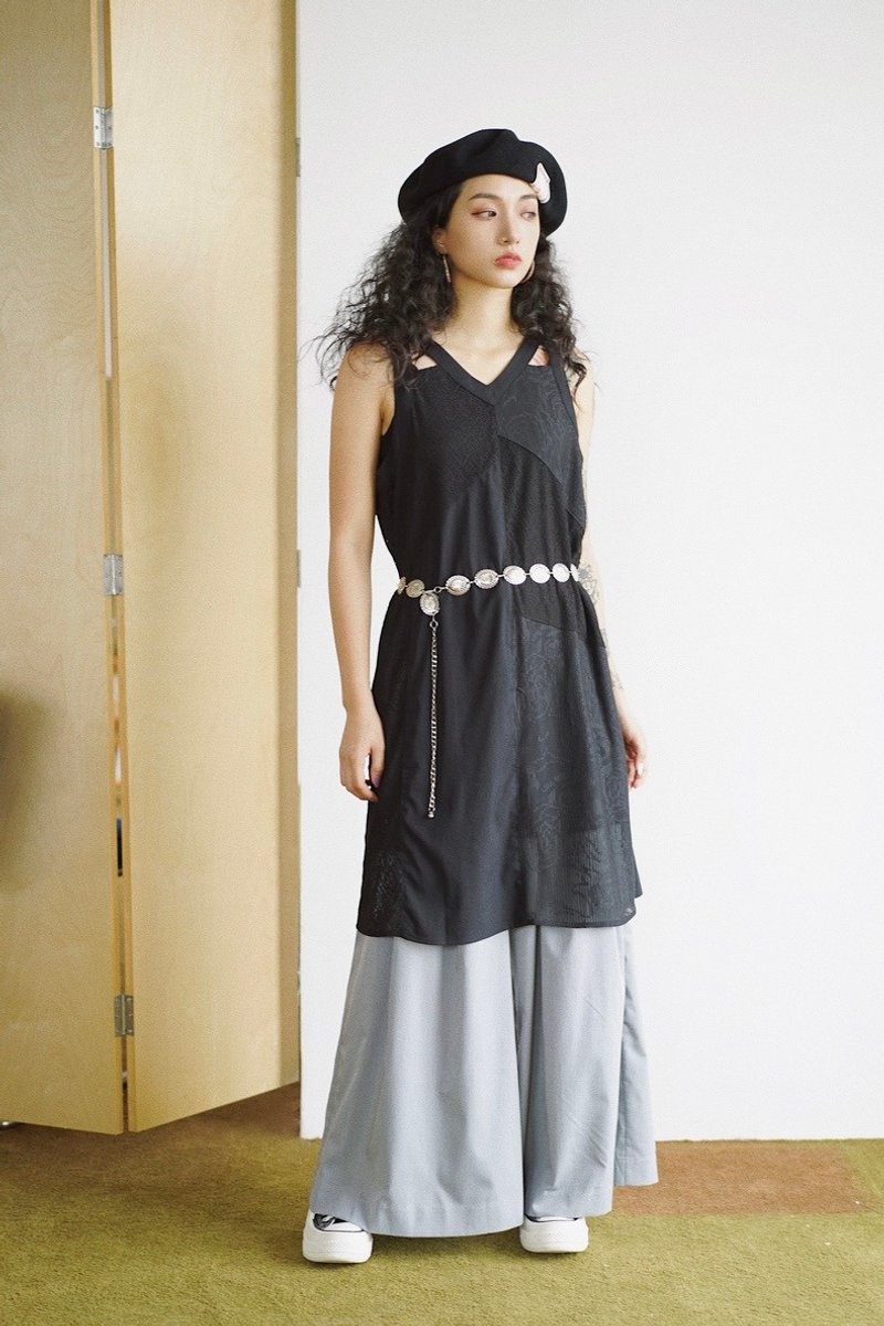 Coolstore | Retro Pleated Wide Leg Pants Casual Suit_ Light gray - กางเกงขายาว - วัสดุอื่นๆ สีเทา