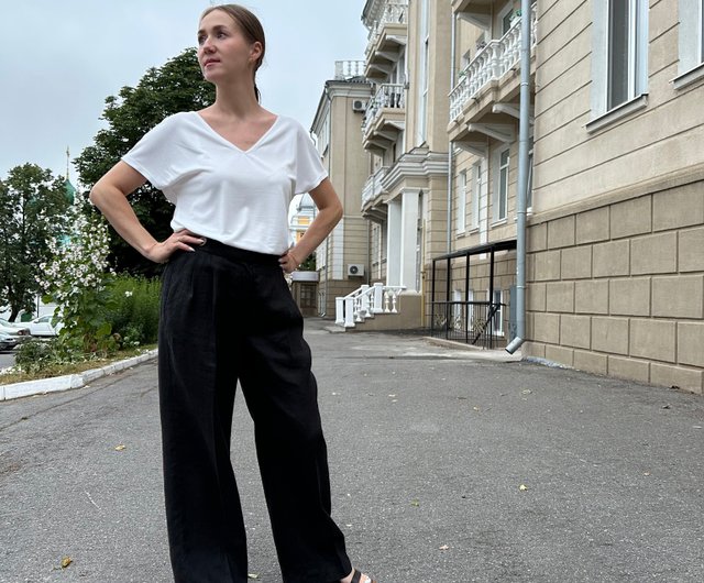 COLUMN ハイウエストパンツ　ブラック ESTNATION パンツ COLUMN / ハイウエストワイドパンツ