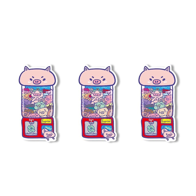 1212 fun design funny waterproof stickers - Capsule Toys - 猪老大株式会社 - Stickers - Waterproof Material Pink