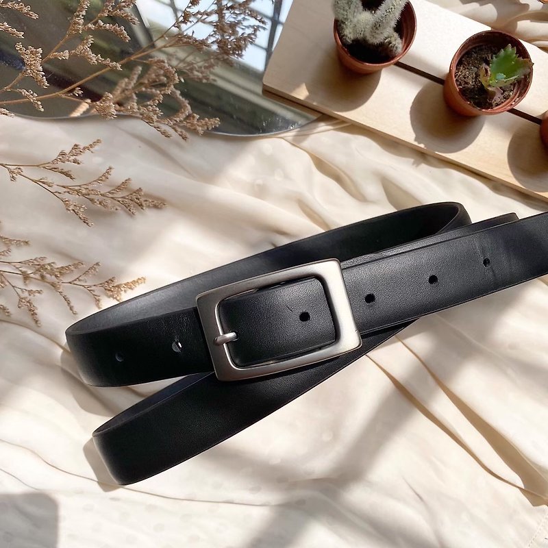 Women's black simple genuine leather belt made of cowhide resignation gift/Mother's Day gift/birthday gift - Belts - Genuine Leather Black