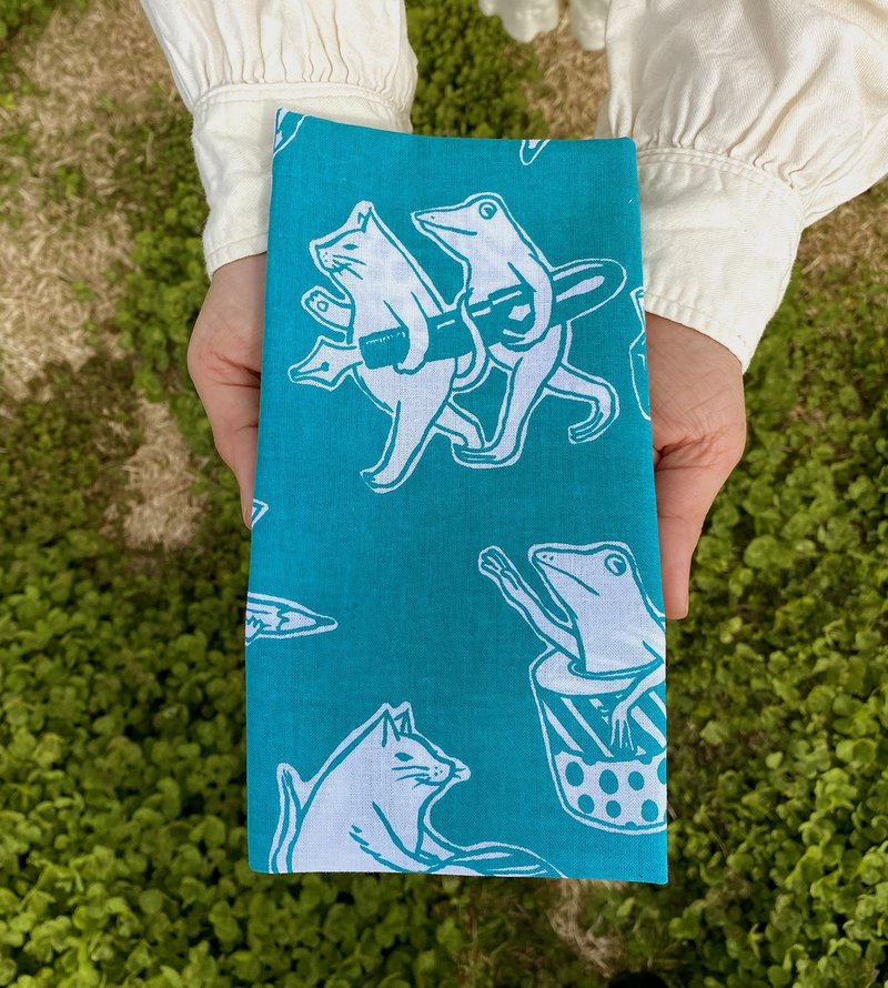 LOVE Stationery Hand Towel Turquoise - Scarves - Cotton & Hemp Blue