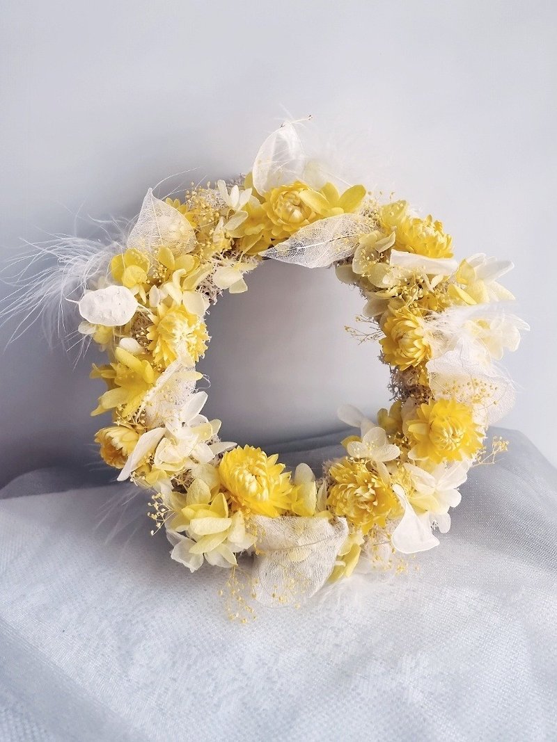 黄色い花の花輪 : レモンの花輪 (プリザーブド/ドライフラワー)