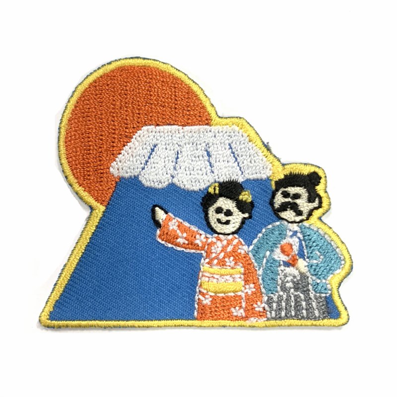 日本Q版 富士山 地標熱燙刺繡布章 貼布 布標 燙貼 徽章 肩章 識 - 徽章/別針 - 繡線 多色