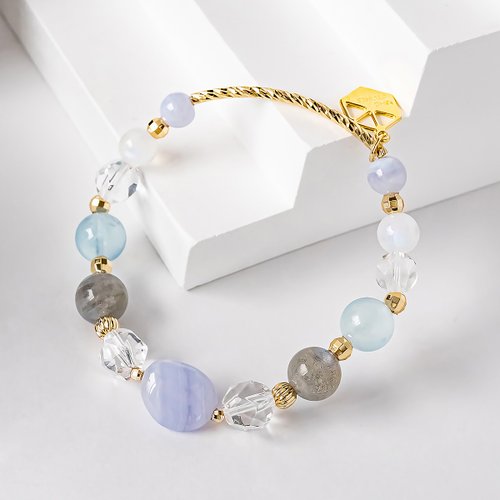 石之王 King Stones - 水晶天然石飾品、原礦 【獨家自訂】 靈感之泉 -藍紋瑪瑙x拉長石x海藍寶