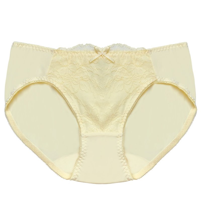 【玳雷奇】Lycra Lace Briefs - Hibiscus Yellow / Atlantis No Steel Rings With Pants - Women's Underwear - Nylon Yellow