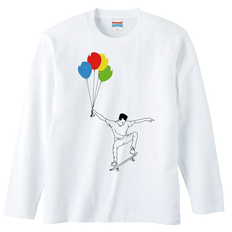 ロングスリーブTシャツ / UP 2 (ブラッククローム) - T 恤 - 棉．麻 白色