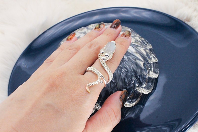 Damballa gray moonlight metal braided ring with adjustable ring circumference can be customized - General Rings - Semi-Precious Stones Silver