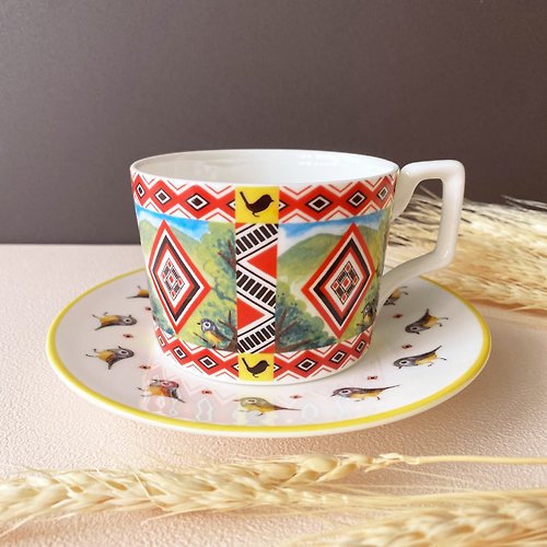 陶緣彩瓷 賽德克族咖啡杯碟組-4款 原住民 生日禮物
