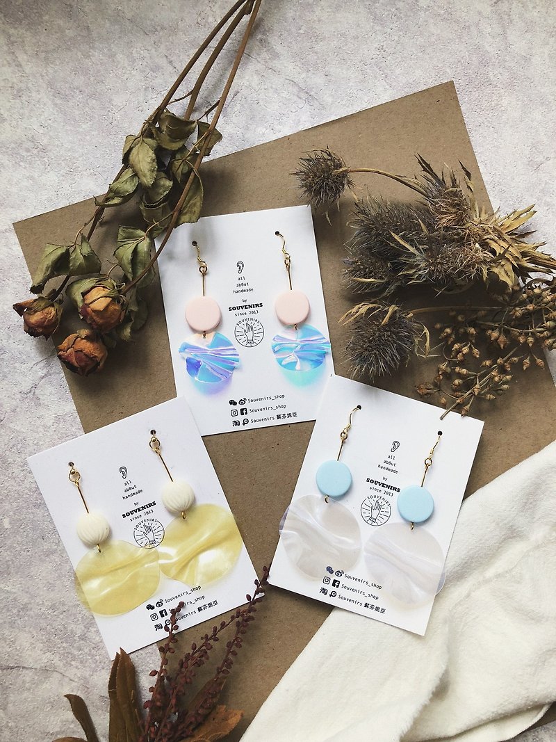 |Souvenirs| Candy/Sugar Packaging/Tri-Color Earrings - ต่างหู - พลาสติก 