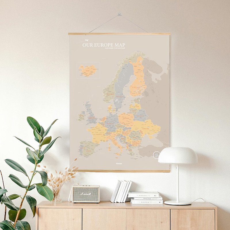 歐洲地圖-你專屬訂製實木框海報-霧彩綠 客製化禮物 聖誕禮物推薦 - 海報/掛畫 - 紙 綠色