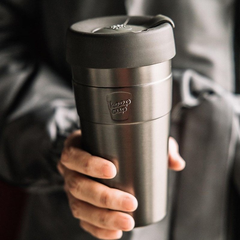 澳洲 KeepCup 雙層真空隨身杯/咖啡杯/環保杯/手拿杯 L - 鎧甲銀 - 咖啡杯 - 不鏽鋼 銀色