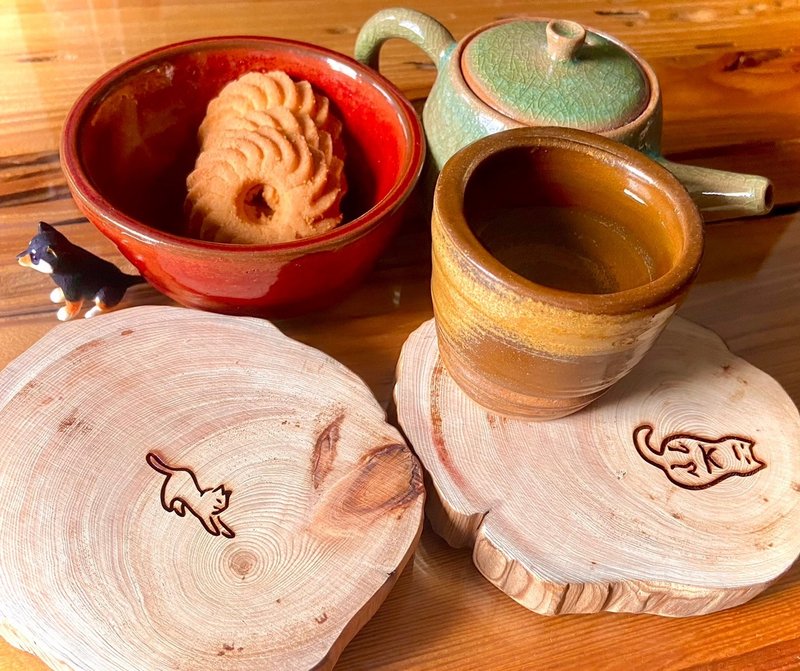 Taiwanese cypress cat trays and coasters - Coasters - Wood 