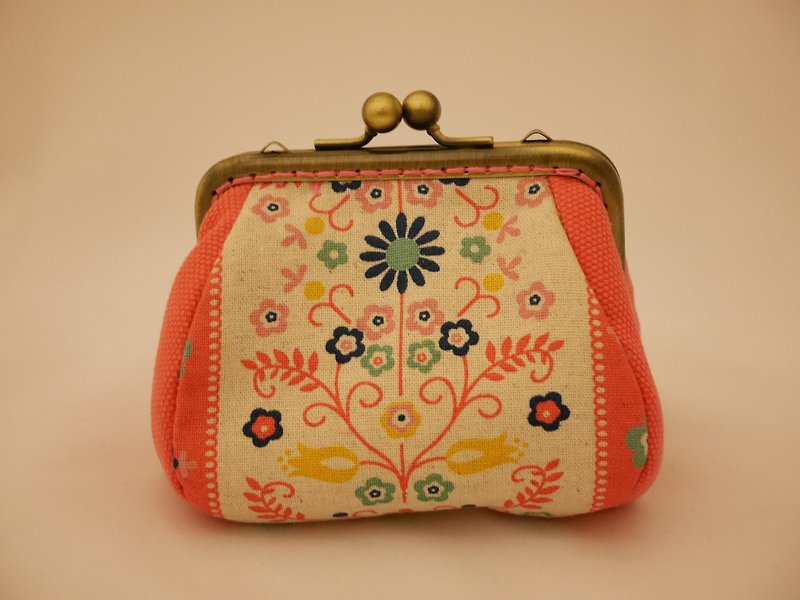 Small garden square mouth gold package - Coin Purses - Cotton & Hemp Pink