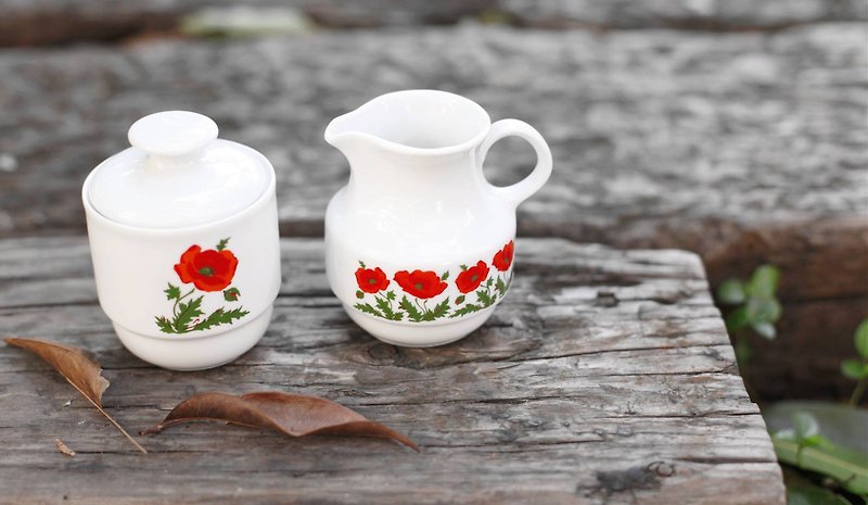 [Good day] Germany VINTAGE fetish flowers ceramic tea set - Teapots & Teacups - Other Materials White
